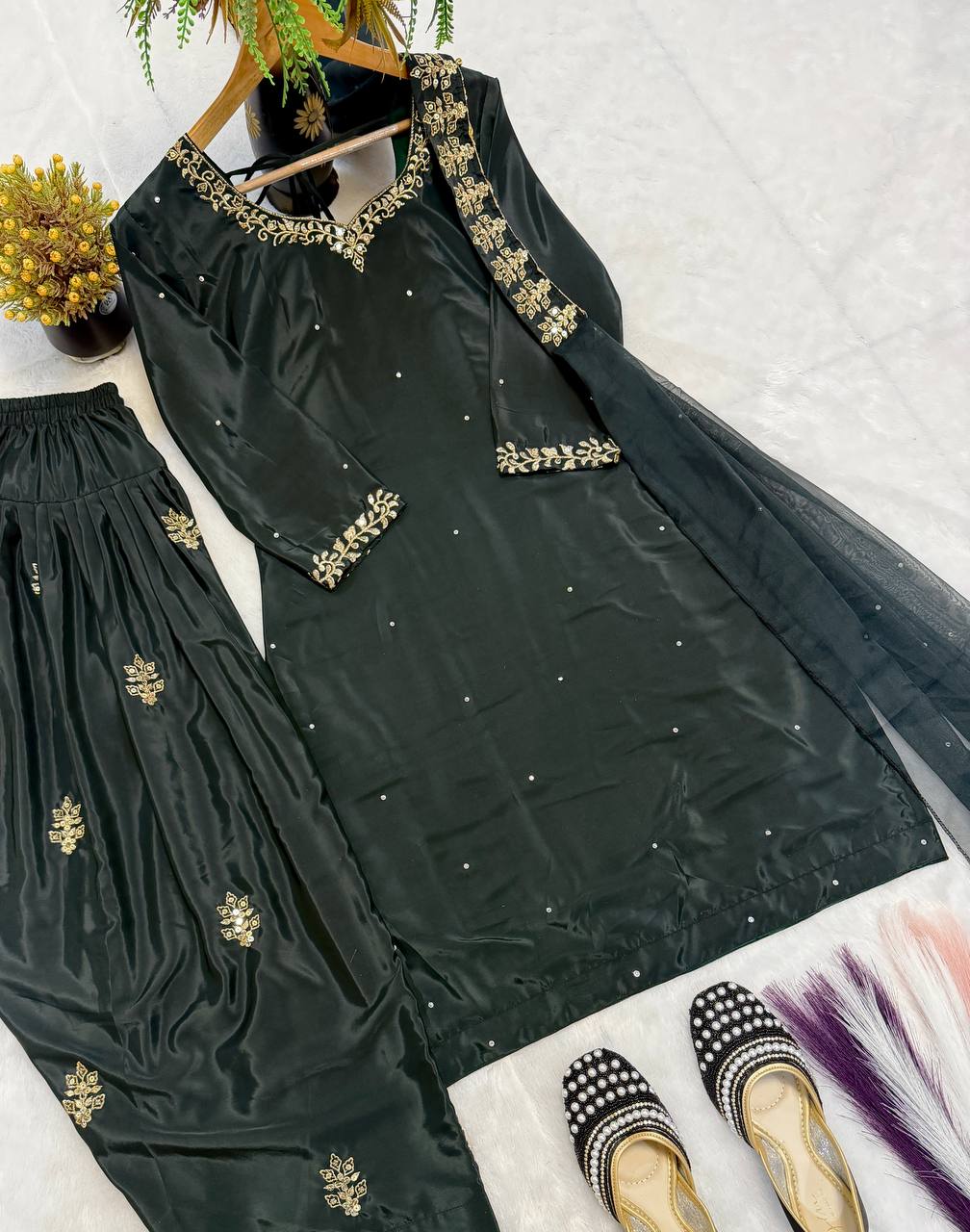 Opulent Noir Jewel-Tone Suit